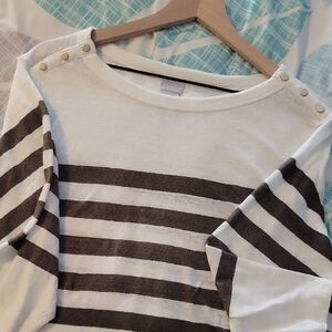 Striped Long Sleeve Top with Button Detail